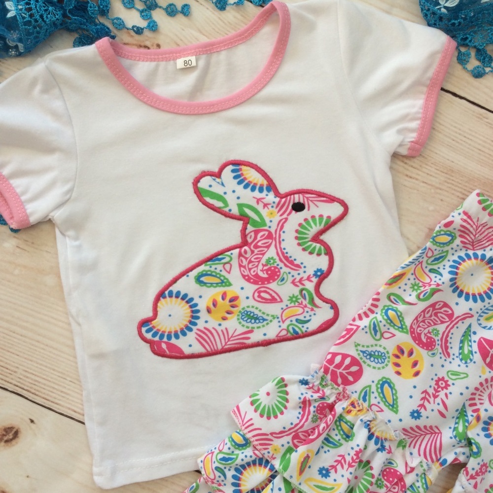 Boutique Baby Girl 3pc Rabbit Outfit - Picture 2 of 4